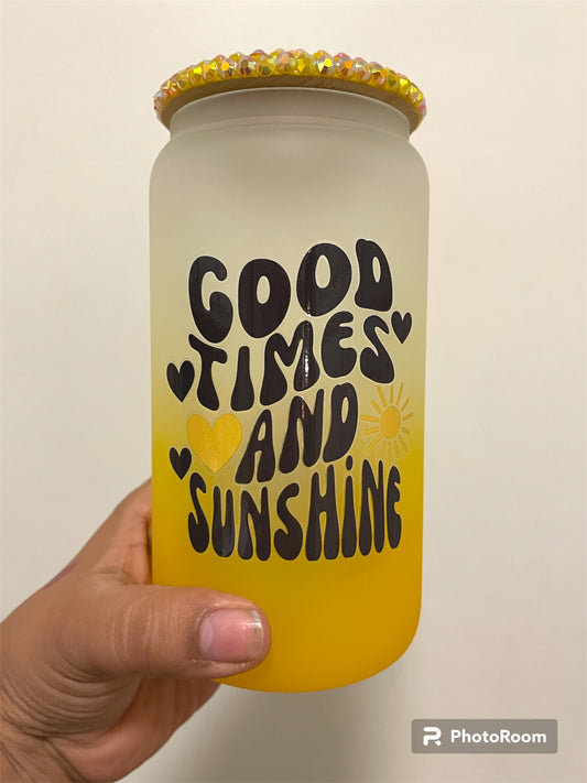 Good Times And Sunshine Yellow Glass Can